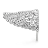 3W1543 - Rhodium Brass Ring with AAA Grade CZ  in Clear - Alamode