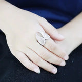 Alamode Rhodium Brass Ring with AAA Grade CZ in Clear - Alamode - Flyclothing LLC