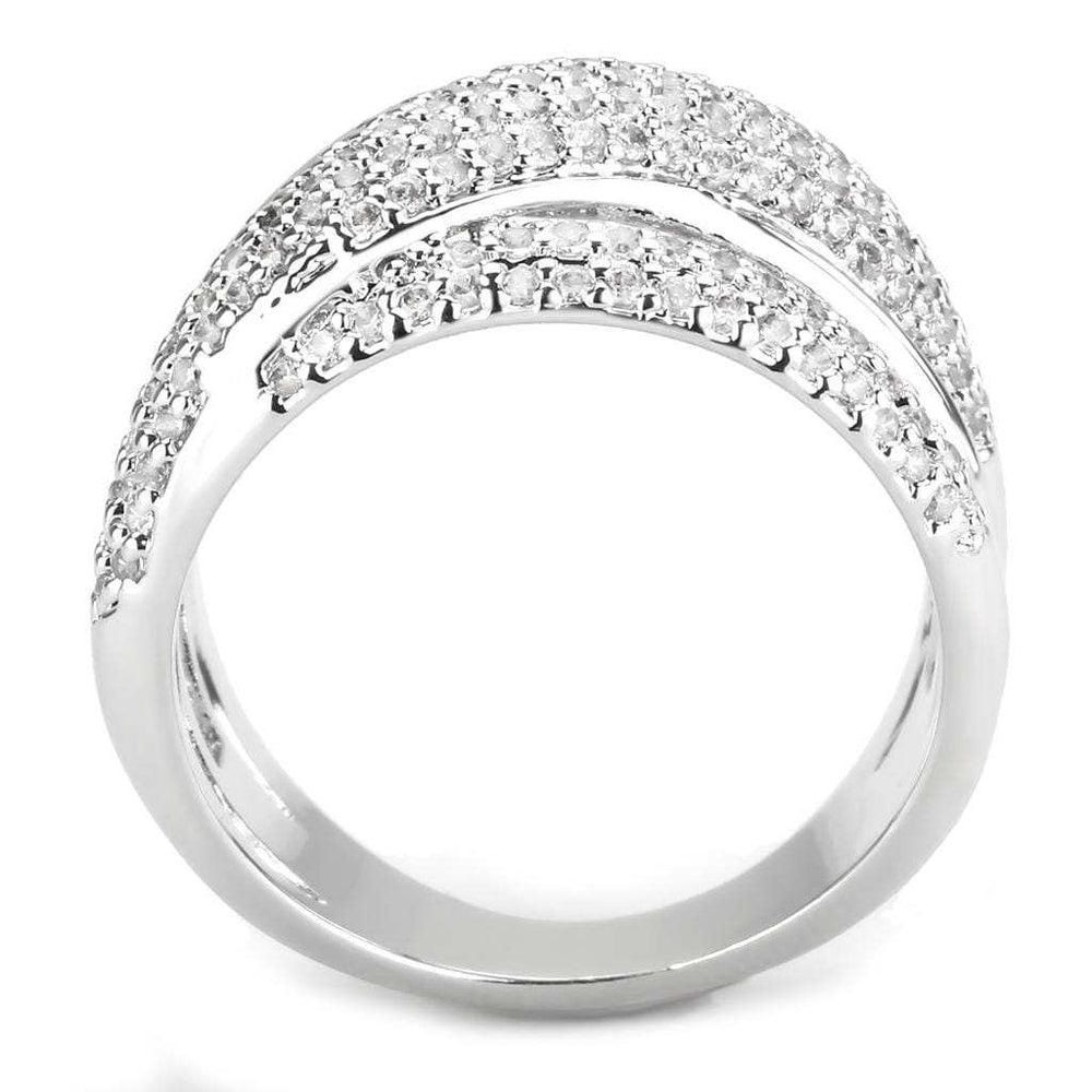 3W1544 - Rhodium Brass Ring with AAA Grade CZ in Clear - Alamode - Flyclothing LLC