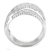 3W1544 - Rhodium Brass Ring with AAA Grade CZ  in Clear - Alamode