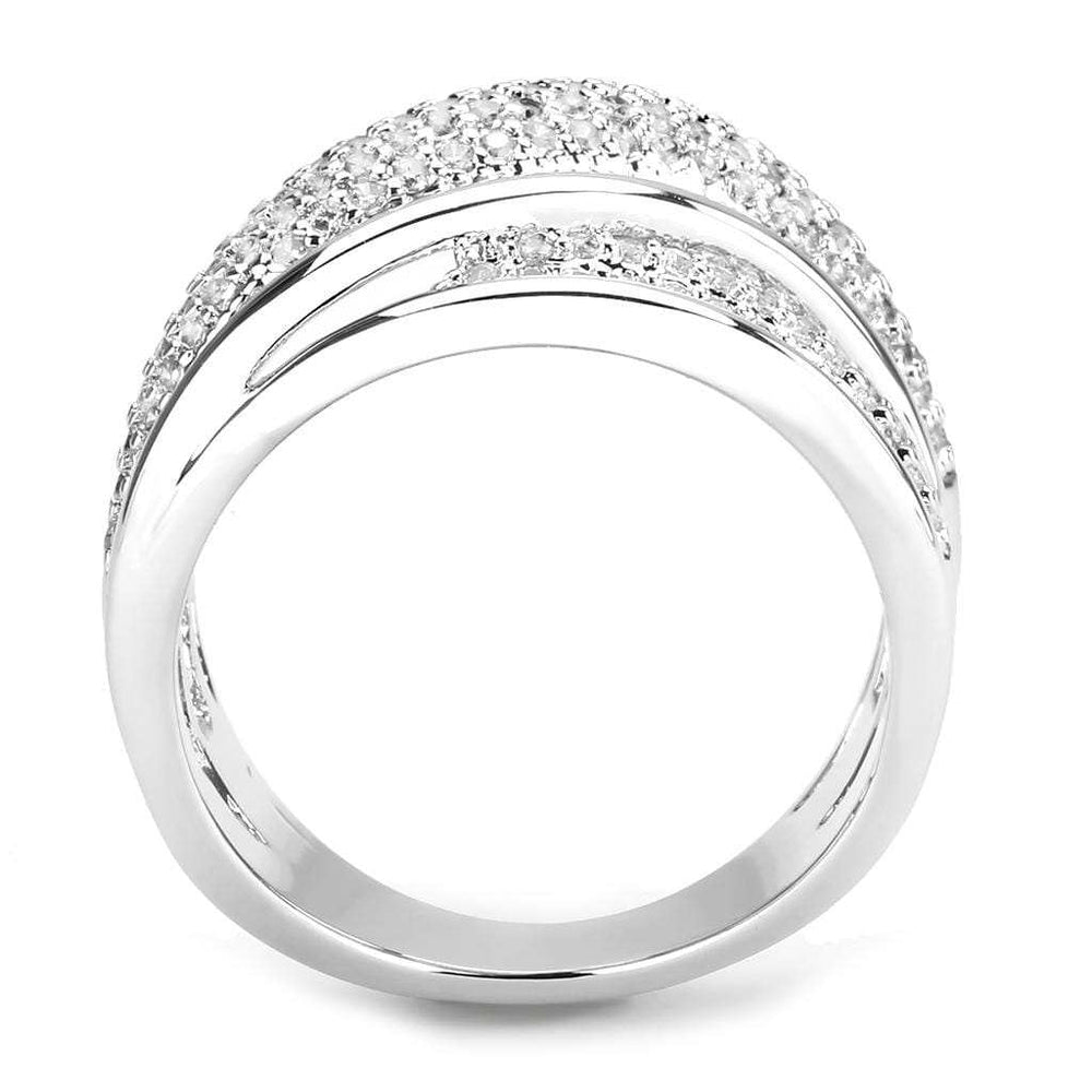 3W1544 - Rhodium Brass Ring with AAA Grade CZ in Clear - Alamode - Flyclothing LLC