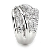 3W1544 - Rhodium Brass Ring with AAA Grade CZ in Clear - Alamode - Flyclothing LLC