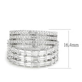 3W1545 - Rhodium Brass Ring with AAA Grade CZ in Clear - Alamode - Flyclothing LLC
