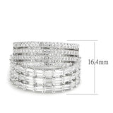 3W1545 - Rhodium Brass Ring with AAA Grade CZ  in Clear - Alamode