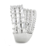 3W1545 - Rhodium Brass Ring with AAA Grade CZ  in Clear