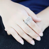 3W1545 - Rhodium Brass Ring with AAA Grade CZ in Clear - Alamode - Flyclothing LLC