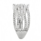 3W1546 - Rhodium Brass Ring with AAA Grade CZ  in Clear - Alamode