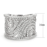 3W1548 - Rhodium Brass Ring with AAA Grade CZ in Clear - Alamode - Flyclothing LLC