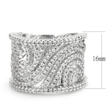 3W1548 - Rhodium Brass Ring with AAA Grade CZ  in Clear - Alamode
