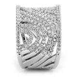 3W1548 - Rhodium Brass Ring with AAA Grade CZ  in Clear - Alamode