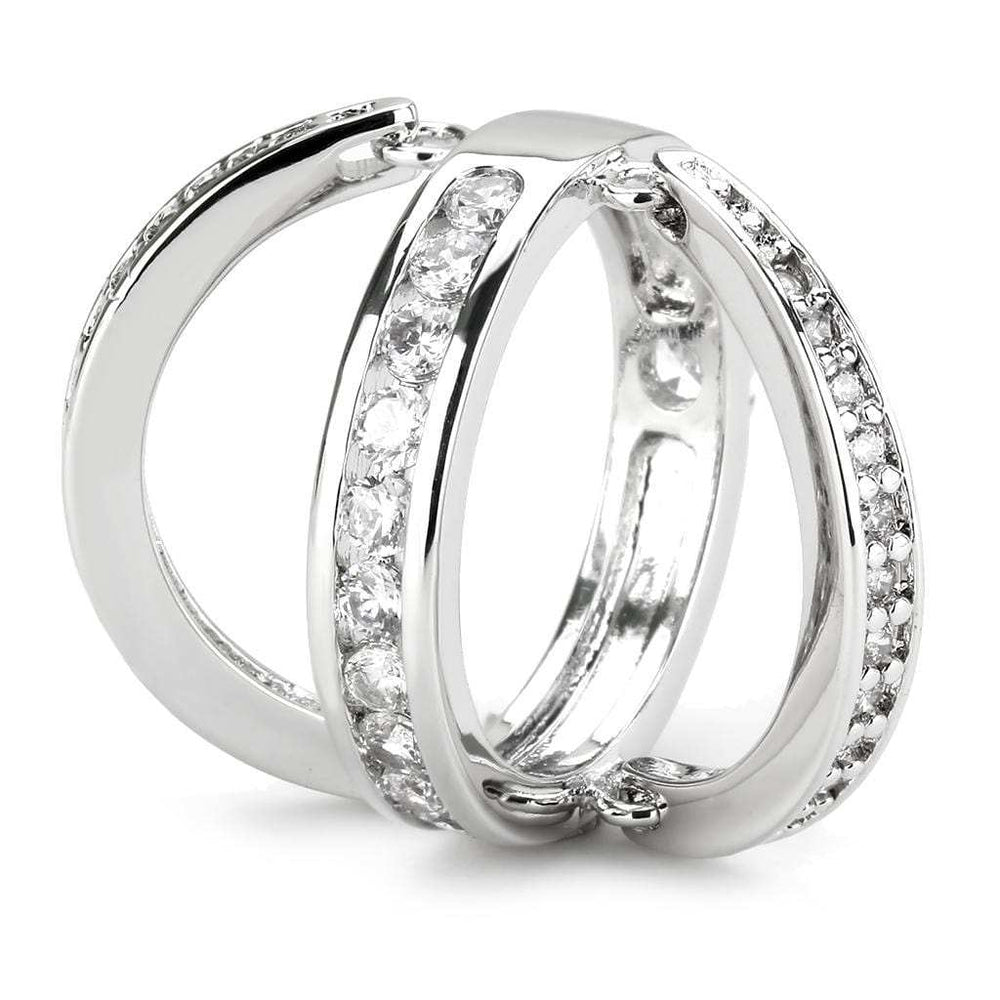 3W1549 - Rhodium Brass Ring with AAA Grade CZ in Clear - Alamode - Flyclothing LLC