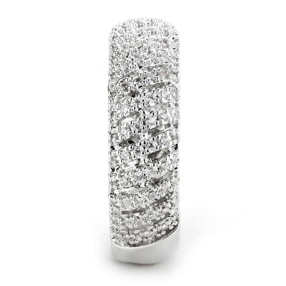 3W1550 - Rhodium Brass Ring with AAA Grade CZ in Clear - Alamode - Flyclothing LLC