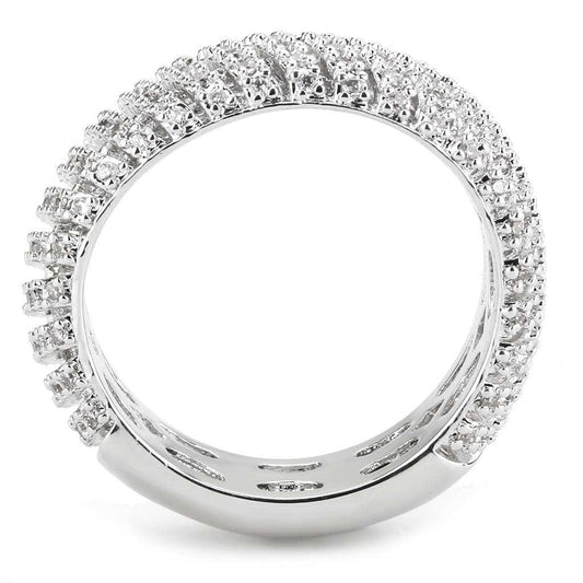 3W1550 - Rhodium Brass Ring with AAA Grade CZ in Clear - Alamode - Flyclothing LLC
