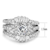 3W1553 - Rhodium Brass Ring with AAA Grade CZ in Clear - Alamode - Flyclothing LLC