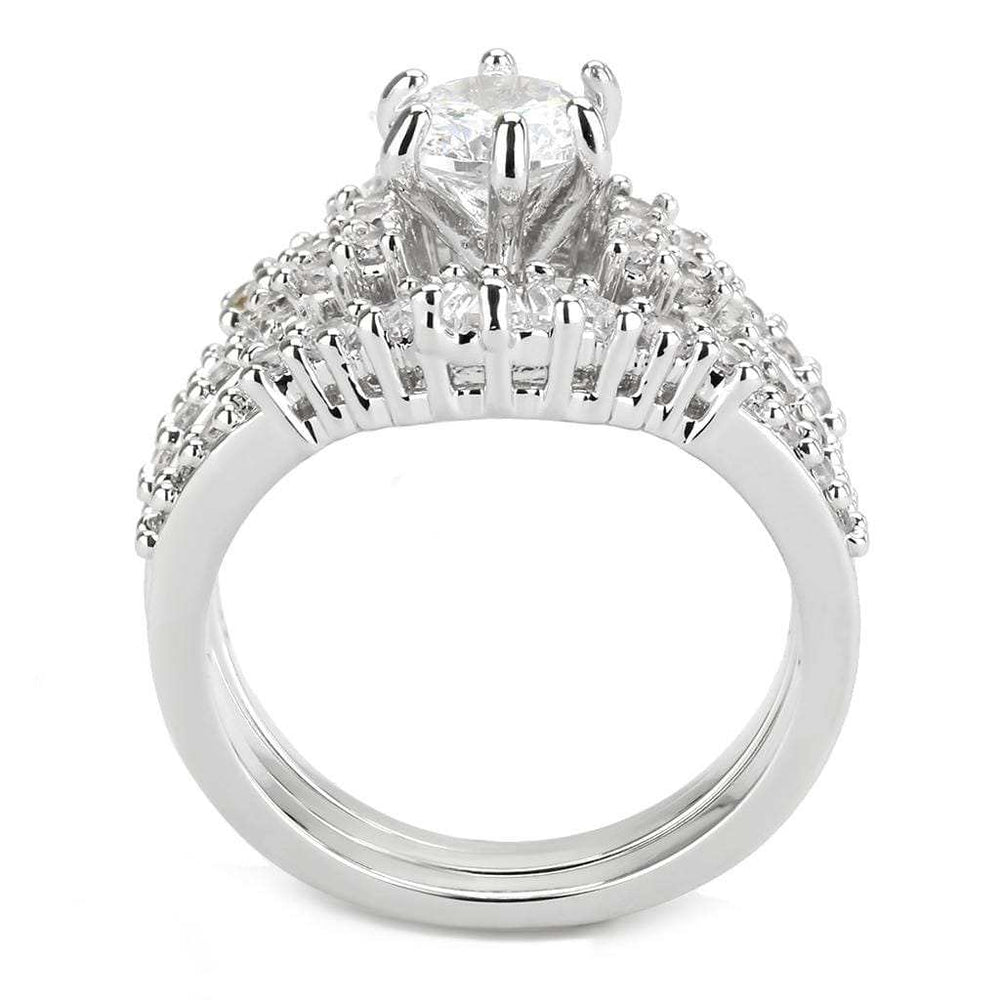3W1553 - Rhodium Brass Ring with AAA Grade CZ in Clear - Alamode - Flyclothing LLC