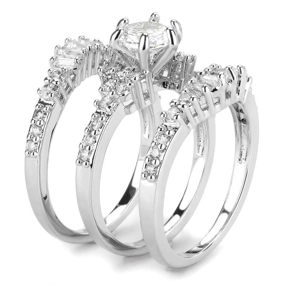 3W1553 - Rhodium Brass Ring with AAA Grade CZ in Clear - Alamode - Flyclothing LLC