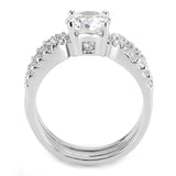 3W1554 - Rhodium Brass Ring with AAA Grade CZ  in Clear - Alamode