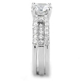 3W1554 - Rhodium Brass Ring with AAA Grade CZ in Clear - Alamode - Flyclothing LLC