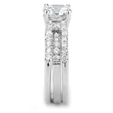 3W1554 - Rhodium Brass Ring with AAA Grade CZ  in Clear - Alamode