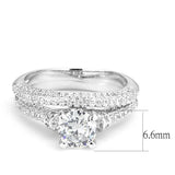 3W1555 - Rhodium Brass Ring with AAA Grade CZ  in Clear - Alamode