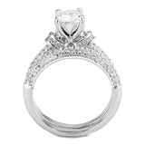 3W1555 - Rhodium Brass Ring with AAA Grade CZ in Clear - Alamode - Flyclothing LLC