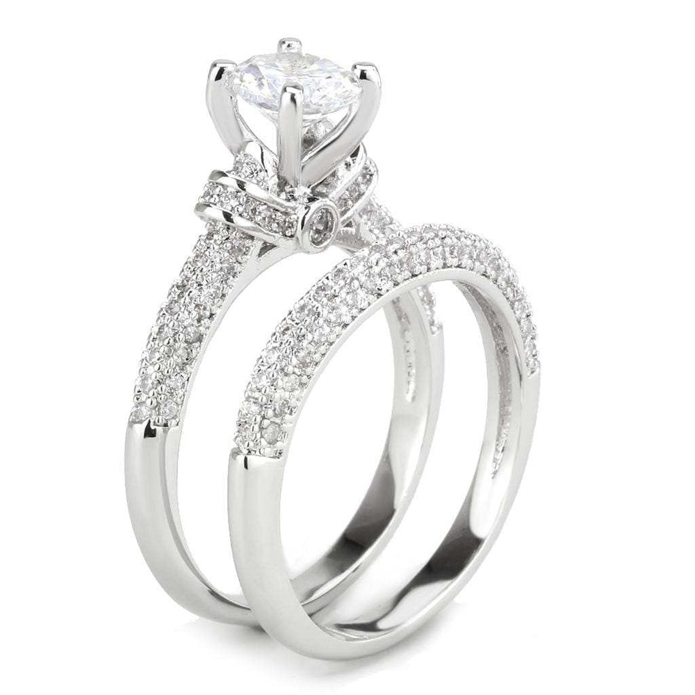 3W1555 - Rhodium Brass Ring with AAA Grade CZ in Clear - Alamode - Flyclothing LLC