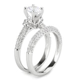 3W1555 - Rhodium Brass Ring with AAA Grade CZ  in Clear - Alamode