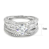 3W1556 - Rhodium Brass Ring with AAA Grade CZ in Clear - Alamode - Flyclothing LLC