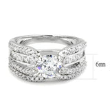 3W1556 - Rhodium Brass Ring with AAA Grade CZ  in Clear - Alamode
