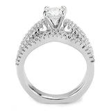 3W1556 - Rhodium Brass Ring with AAA Grade CZ in Clear - Alamode - Flyclothing LLC