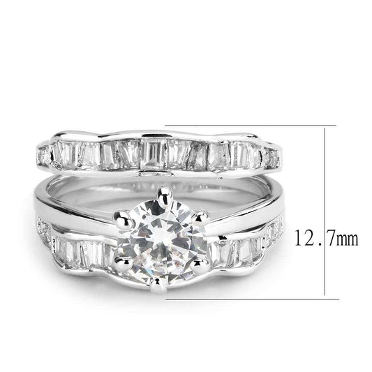 3W1557 - Rhodium Brass Ring with AAA Grade CZ in Clear - Alamode - Flyclothing LLC