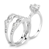 3W1557 - Rhodium Brass Ring with AAA Grade CZ  in Clear - Alamode