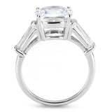3W1561 - Rhodium Brass Ring with AAA Grade CZ  in Clear - Alamode