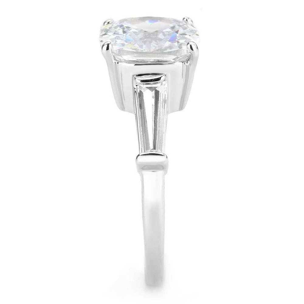 3W1561 - Rhodium Brass Ring with AAA Grade CZ in Clear - Alamode - Flyclothing LLC