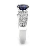 3W1562 - Rhodium Brass Ring with Synthetic Spinel in London Blue - Alamode - Flyclothing LLC