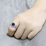 3W1562 - Rhodium Brass Ring with Synthetic Spinel in London Blue - Alamode - Flyclothing LLC