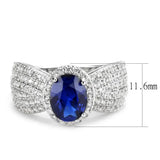 3W1563 - Rhodium Brass Ring with Synthetic Spinel in London Blue - Alamode - Flyclothing LLC