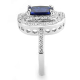 3W1565 - Rhodium Brass Ring with Synthetic Spinel in London Blue - Alamode