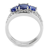 3W1566 - Rhodium Brass Ring with Synthetic Spinel in London Blue - Alamode - Flyclothing LLC