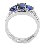 3W1566 - Rhodium Brass Ring with Synthetic Spinel in London Blue - Alamode