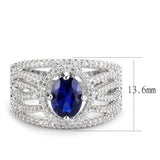 3W1567 - Rhodium Brass Ring with Synthetic Spinel in London Blue - Alamode