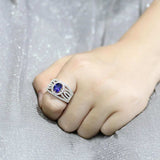 3W1567 - Rhodium Brass Ring with Synthetic Spinel in London Blue - Alamode - Flyclothing LLC
