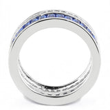 3W1568 - Rhodium Brass Ring with Synthetic Spinel in London Blue - Alamode