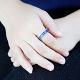 3W1568 - Rhodium Brass Ring with Synthetic Spinel in London Blue - Alamode - Flyclothing LLC