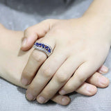 3W1569 - Rhodium Brass Ring with Synthetic Spinel in London Blue - Alamode - Flyclothing LLC