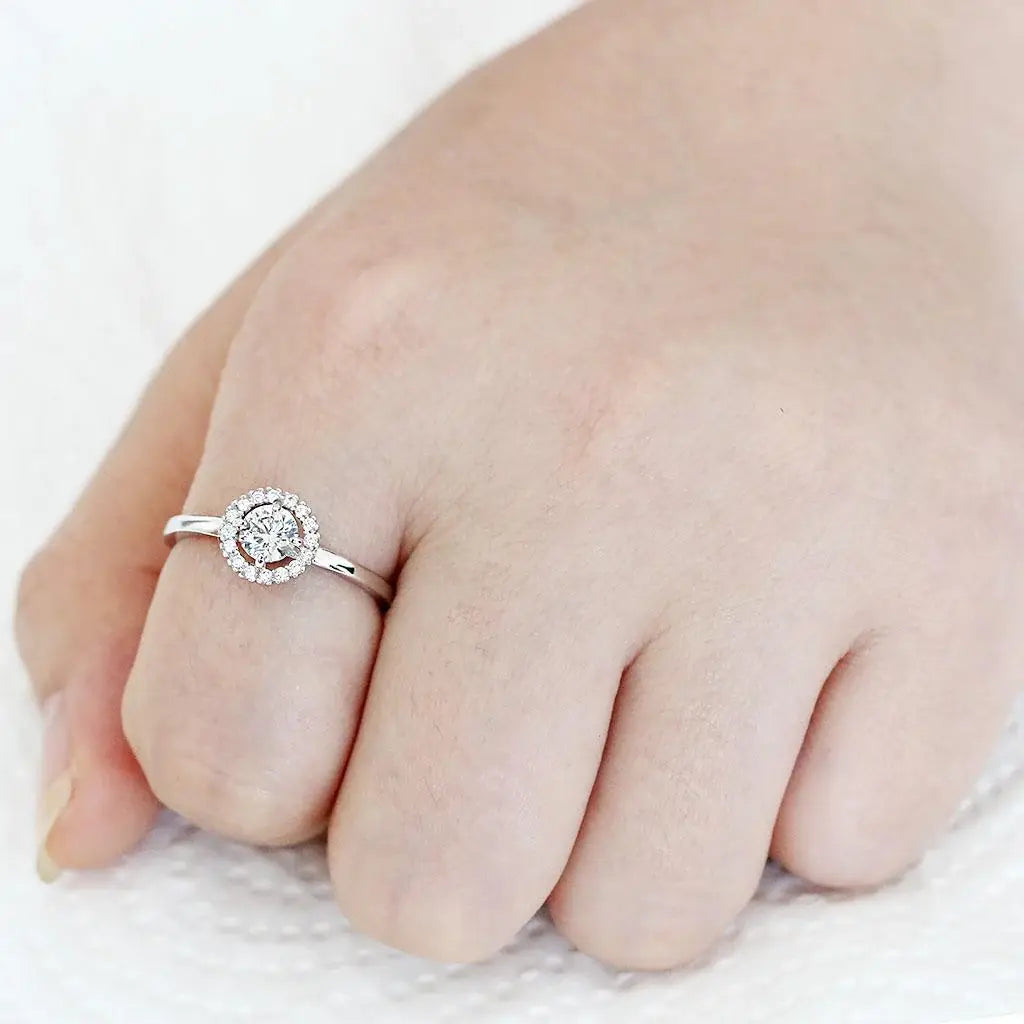 3W1570 - Rhodium Brass Ring with AAA Grade CZ in Clear - Alamode - Flyclothing LLC