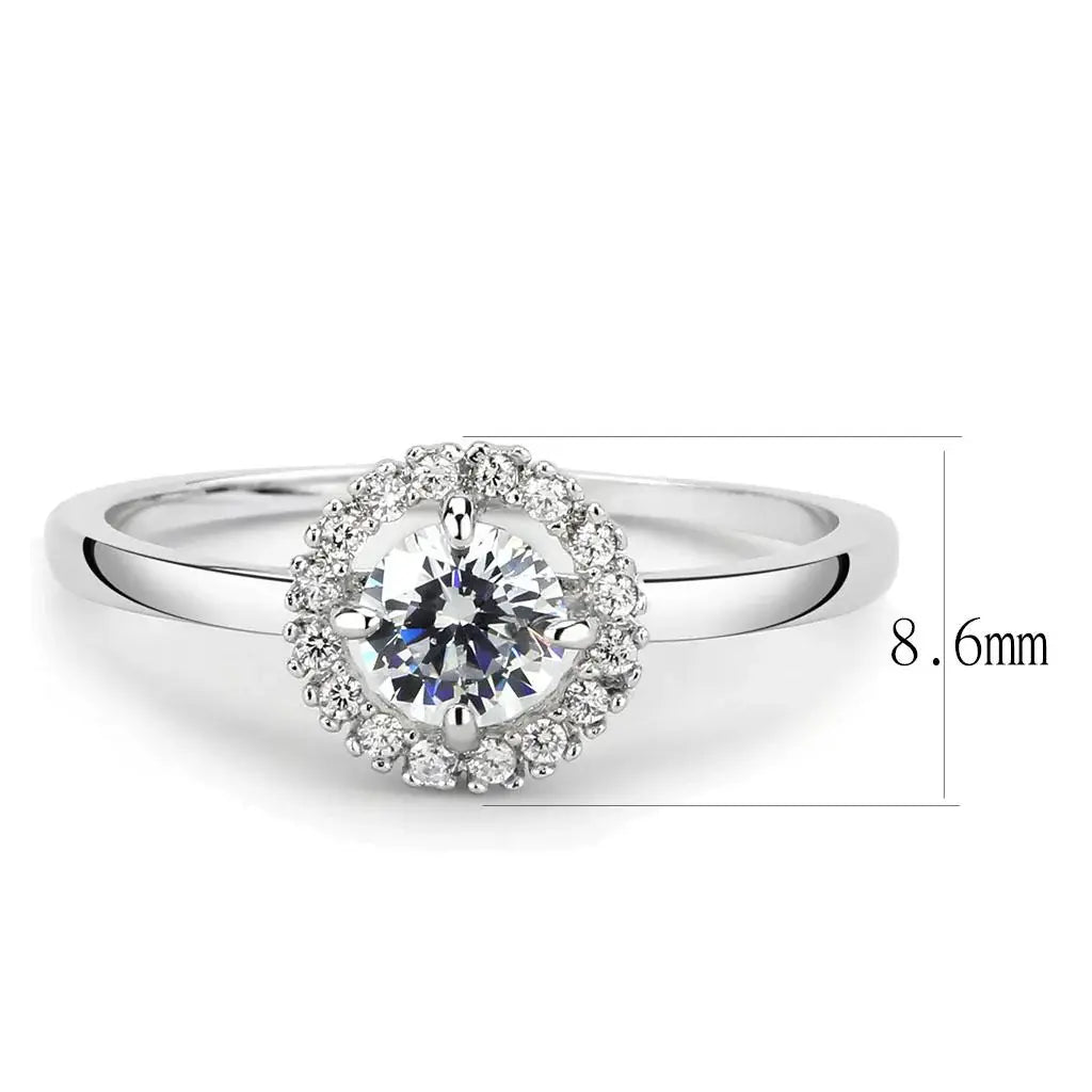 3W1570 - Rhodium Brass Ring with AAA Grade CZ in Clear - Alamode - Flyclothing LLC