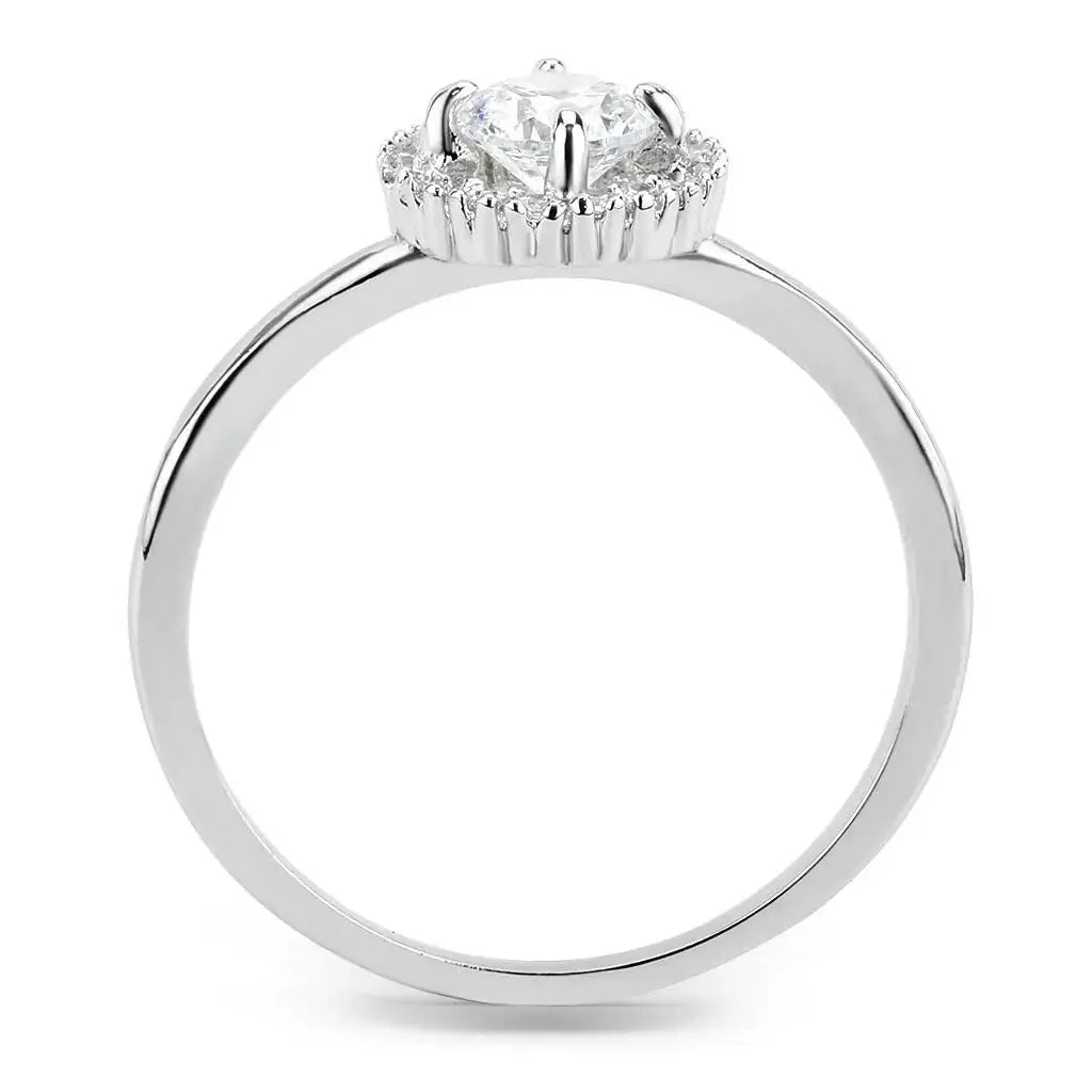 3W1570 - Rhodium Brass Ring with AAA Grade CZ in Clear - Alamode - Flyclothing LLC