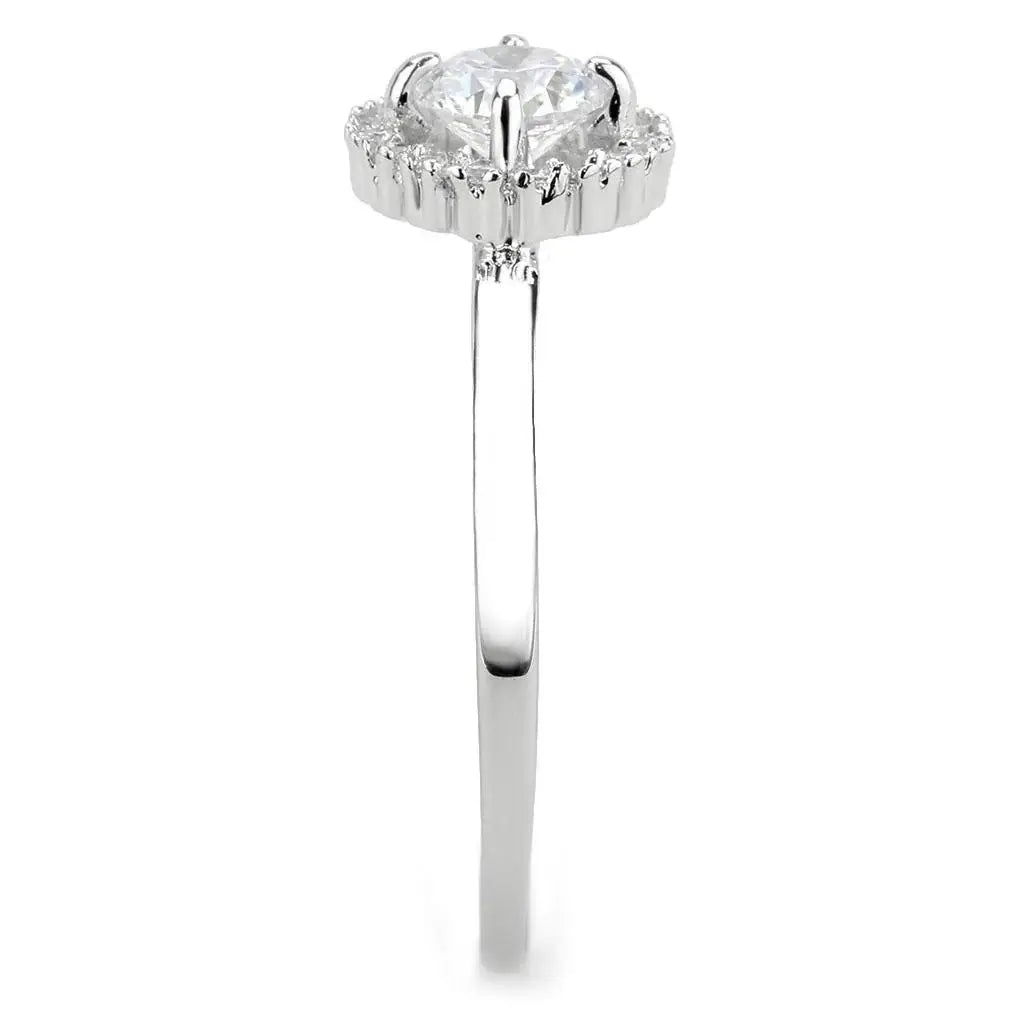 3W1570 - Rhodium Brass Ring with AAA Grade CZ in Clear - Alamode - Flyclothing LLC