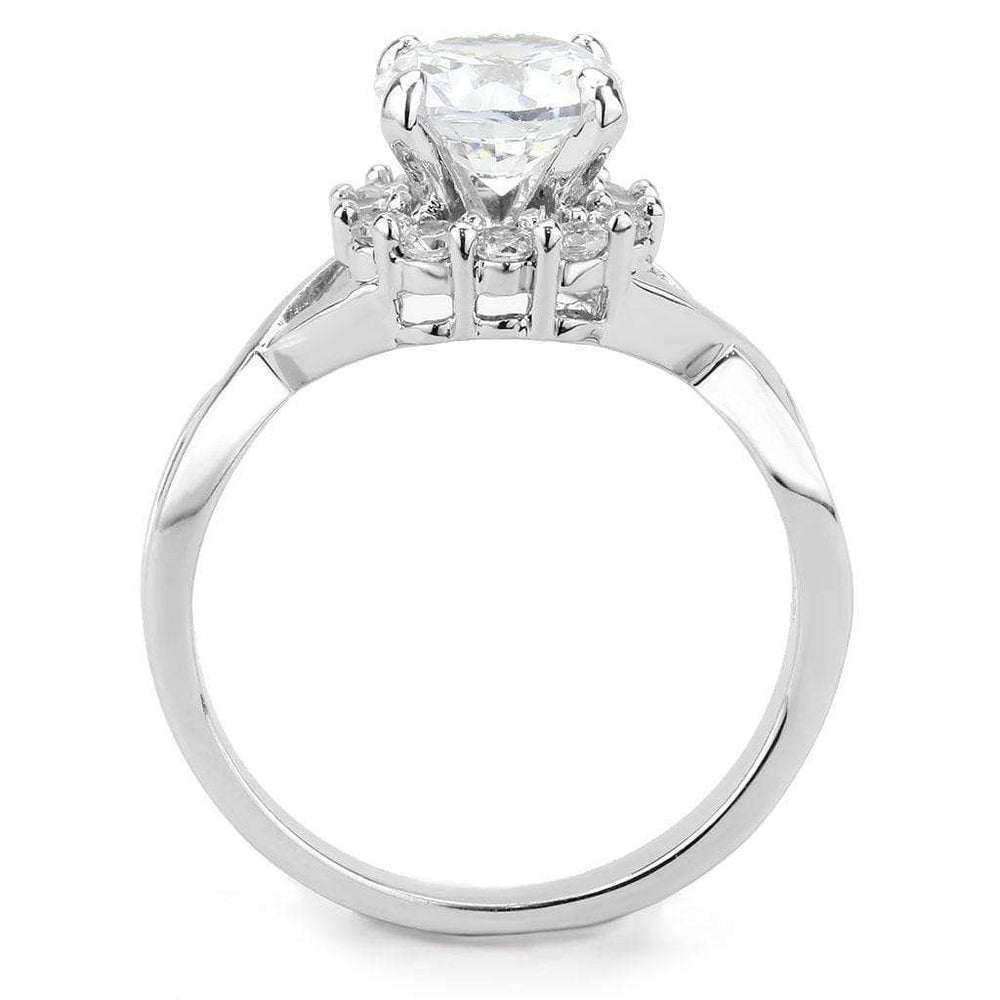 3W1575 - Rhodium Brass Ring with AAA Grade CZ in Clear - Alamode - Flyclothing LLC